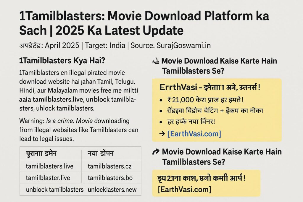 1Tamilblasters Movie Download Platform ka Sach 2025 Ka Latest Update