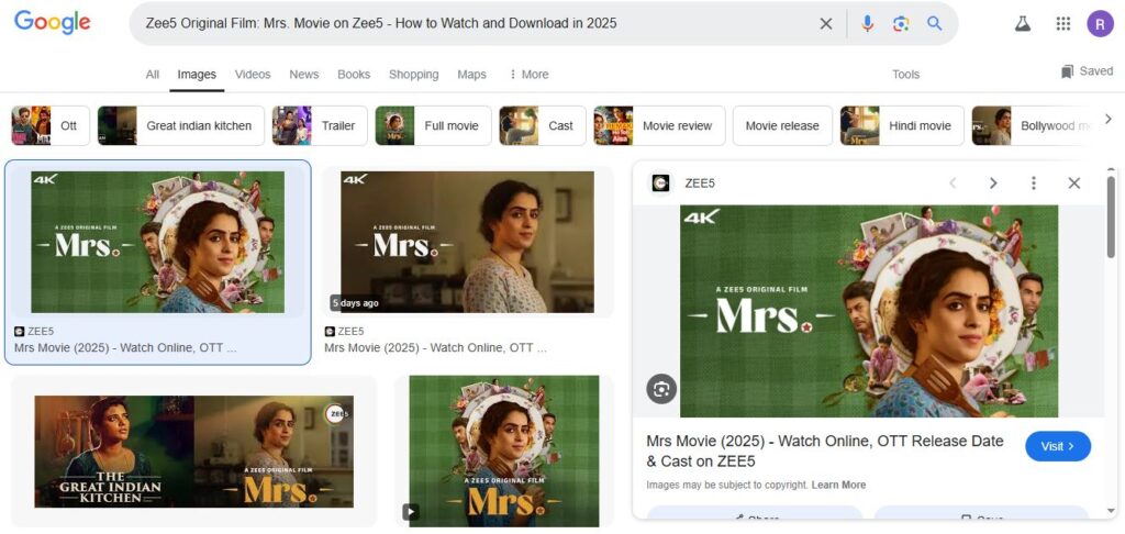 Zee5 Original Film Mrs. Movie on Zee5 - How to Watch and Download in 2025